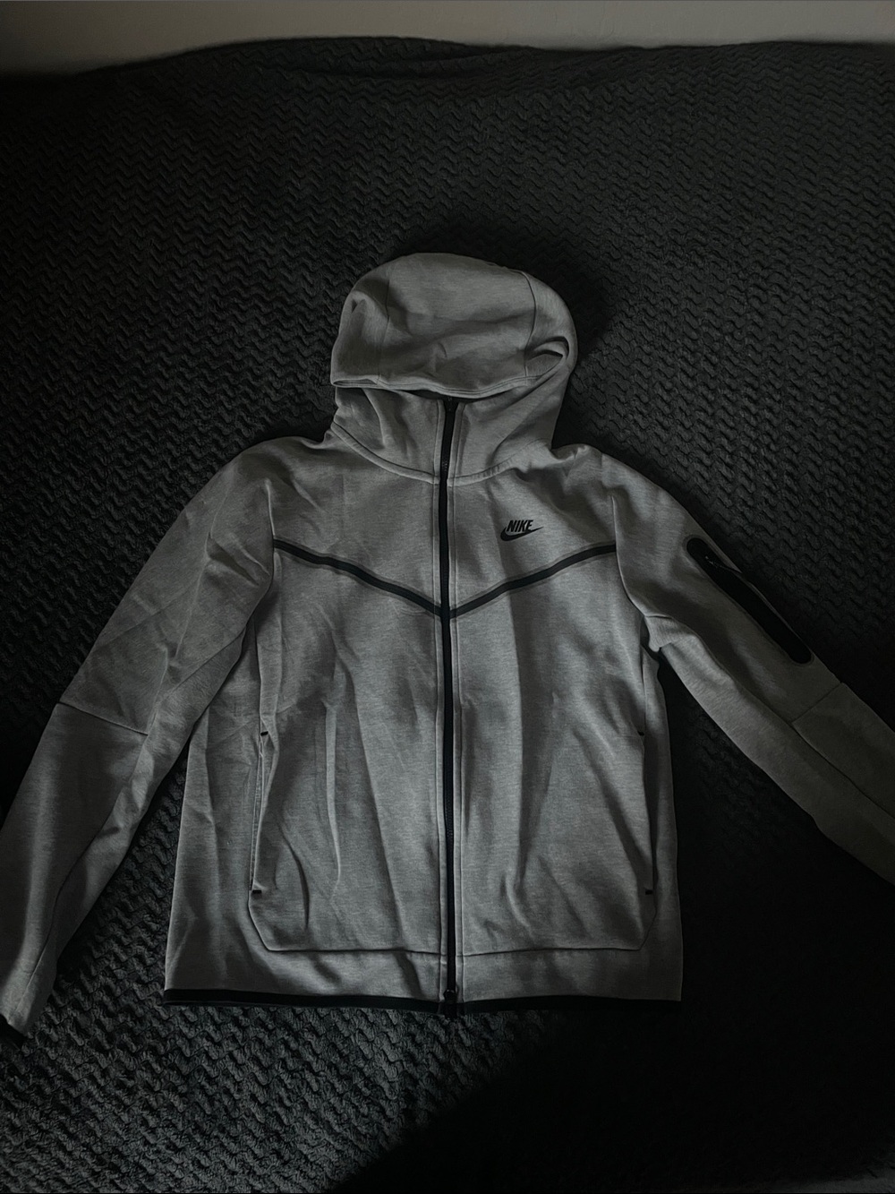 Nike Gray Zip-Up Hooded Sweatshirt, Black